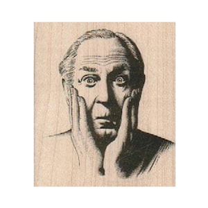 Mann mit den Händen auf Gesicht STEMPEL, geschockter Mann Stempel, alter Mann Stempel, überraschter Mann Stempel, besorgter Mann Stempel, Mann Stempel, Gentleman Stempel