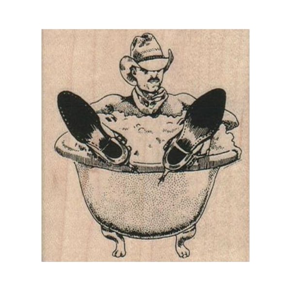 SELLO DE GOMA "Baño de Vaquero", Sello de Vaquero, Sello del Oeste, Sello del Viejo Oeste, Salvaje Oeste, Sello de Rodeo, Sello Campestre, Sello de Vaquero Bañándose