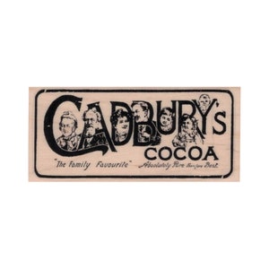 Selo de borracha para anúncio de cacau da Cadbury, selo de chocolate, selo publicitário, selo publicitário, selo de cozimento, selo de cozinheiro, selo de anúncio vintage, selo de cacau