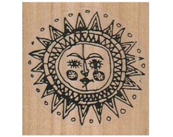 Fancy Sun RUBBER STAMP, Sun Stamp, Sunshine Stamp, Summer Stamp, Celestial Stamp, Daylight Stamp, Star Stamp, Anthropomorphic Sun