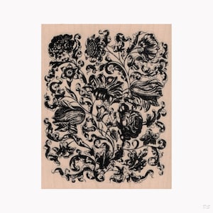 Victorian Flower Background Rubber Stamp, Flower Stamp, Victorian Background Stamp, Mixed Media Stamp, Flower Stamp, Flourish, Background