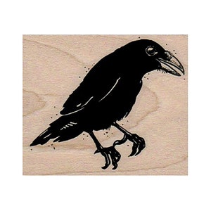 Raven RUBBER STAMP, Halloween Stamp, Raven Stamp, Crow Stamp, Crows Stamp, Bird Stamp, Aviary Stamp, Birds Stamp, Ravens Stamp, Sitting Crow
