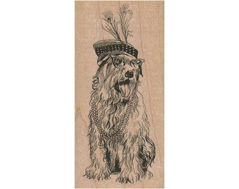 Dog In Hat and Glasses RUBBER STAMP, Dog Stamp, Pet Stamp, Animal Lover Stamp, Dog Lover Stamp, Soft Coated Wheaton Terrier Dog Stamp, Dogs