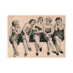 Carimbo de borracha para cinco mulheres, carimbo de spa, carimbo de mulheres, carimbo de senhora, carimbo de amigas, carimbo de melhores amigas, carimbo de mulheres rindo, carimbo de férias