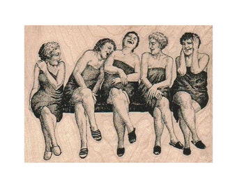 Five Ladies RUBBER STAMP, Spa Stamp, Women Stamp, Lady Stamp, Friends Stamp, Best Friends Stamp, Laughing Ladies Stamp, Vacation Stamp