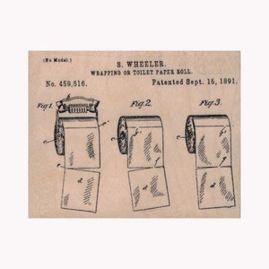 Toilet Paper Roll Patent RUBBER STAMP, Advertisement Stamp, Vintage Ad Stamp, TP Stamp, Toilet Paper Stamp, Tissue Stamp, Bathroom Stamp