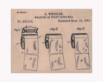 Toilet Paper Roll Patent RUBBER STAMP, Advertisement Stamp, Vintage Ad Stamp, TP Stamp, Toilet Paper Stamp, Tissue Stamp, Bathroom Stamp
