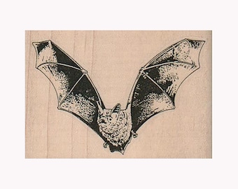 Flying Bat RUBBER STAMP, Halloween Stamp, Bat Stamp, Scary Stamp, Vampire Stamp, Flying Bat Stamp, Halloween Bat Stamp, Halloween Card, Bats