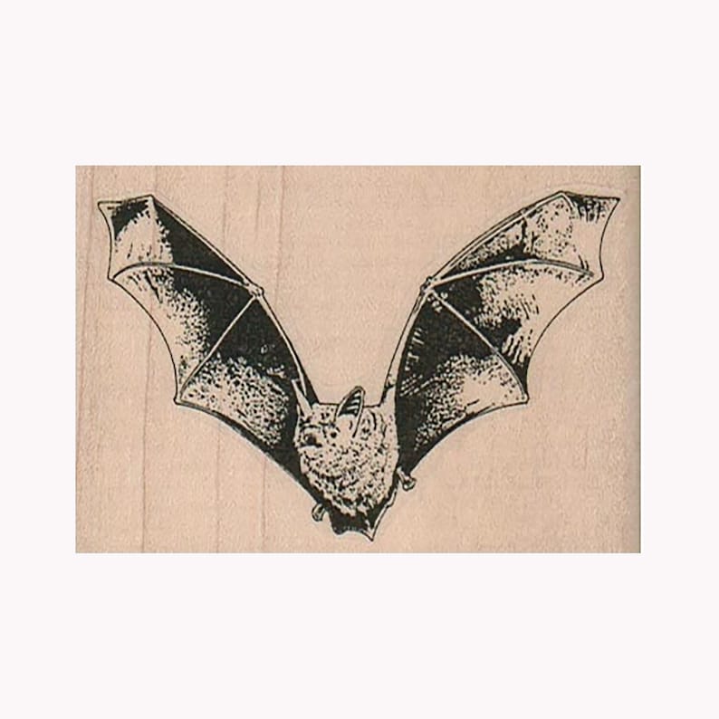 Flying Bat RUBBER STAMP Halloween Stamp Bat Stamp Scary Etsy