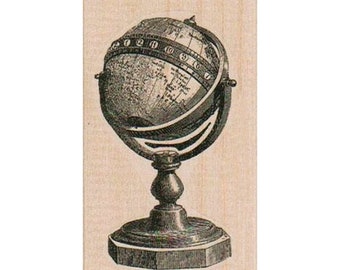Sello de goma con forma de globo terráqueo, sello de globo terráqueo, sello mundial, sello de globo terráqueo retro, sello steampunk, globo steampunk, sello de guante victoriano, sello de globo terráqueo retro