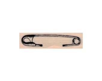 Safety Pin RUBBER STAMP, Pin Stamp, Safety Pin Stamp, Sewing Stamp, Mixed Media Stamp, Pin Through Paper Stamp, Pin Stamp, Safety Pin Stamp