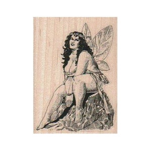 Full Figured Fairy RUBBER STAMP, Fantasy Stamp, Fairy Stamp, Garden Stamp, Pixie Stamp, Fay Stamp, Curvy Fairy Stamp, Beautiful Woman Stamp
