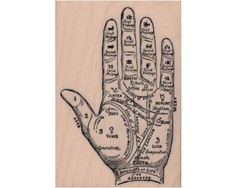 Palmistry Palm RUBBER STAMP, Fortune Teller Stamp, Palm Reader Stamp, Gypsy Stamp, Palm Reading Stamp, Fortune Teller Stamp, Carnival Stamp