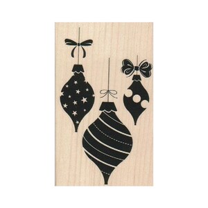 Set of Three Ornaments RUBBER STAMP, Tree Ornament Stamp, Christmas Stamp, Christmas Tree Stamp, Holiday Stamp, Christmas Decorations Stamp