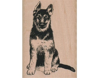 Sello de goma de perro pastor alemán, sello de pastor alemán, sello de GSD, sello de perro, sello de perro sentado, sello para amantes de los perros, sello de mascota, sello de perrito