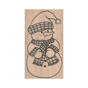 Snowman In Clothes RUBBER STAMP, Snowman Stamp, Winter Stamp, Christmas Stamp, Holiday Stamp, Snowman With Hat Stamp, Snow Stamp