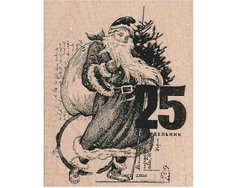 Santa Collage RUBBER STAMP, Santa Claus Stamp, Christmas Stamp, X-Mas Stamps, Holiday Stamp, Christmas Card Stamp, Christmas Collage Stamp