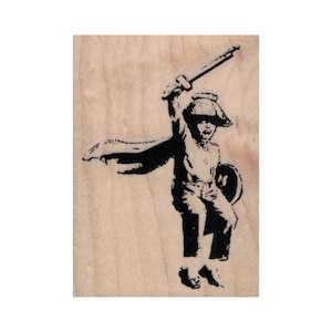 Banksy Junge Spielender STEMPEL, Stempel Spielendes Kind, Kinder Stempel, Kleiner Junge Stempel, Ritter Stempel, Spielzeit, Banksy Kunst Stempel, Anziehbild