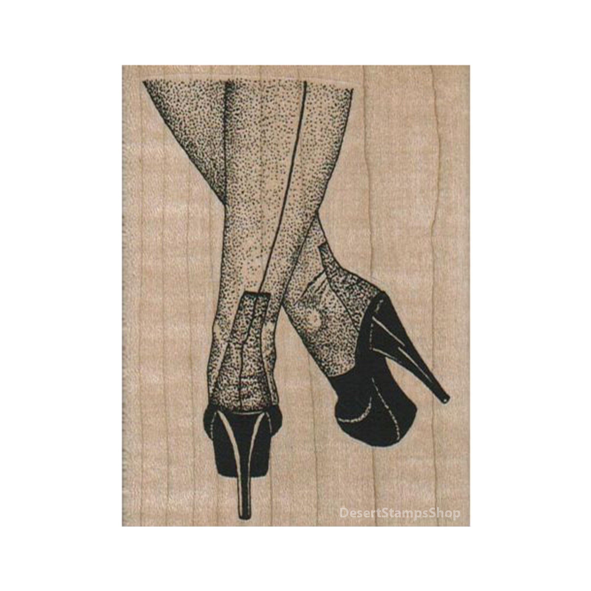 Crossed Legs RUBBER STAMP, Woman Stamp, Lady Stamp, Glamorous Stamp, Sexy Woman Stamp, Legs Stamp, High Heels Stamp, Stockings Stamp