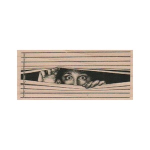 Gluren door jaloezieën RUBBERSTEMPEL, Sneaking Lady-stempel, Scared Lady-stempel, spionage-stempel, horrorfilmstempel, Halloween-stempel