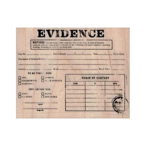 Evidence Label Rubber Stamp, Police Stamp, Top Secret Stamp, Mixed Media Stamp, FBI Stamp, CIA Stamp, Halloween Stamp, Crime Scene Stamp