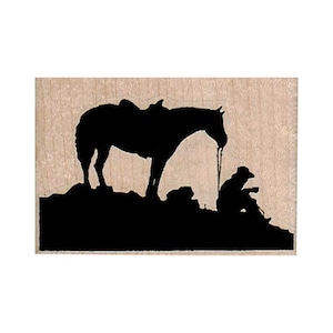 Tampon en caoutchouc cowboy et cheval, tampon cheval, tampon jument, tampon ranch, tampon western, tampon cow-boy, tampon cow-girl, tampon Far West, cow-boys