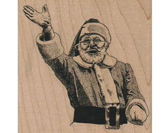 Waving Santa RUBBER STAMP, Santa Claus Stamp, Santa Stamp, Christmas Stamp, X-Mas Stamps, St. Nick Stamp, Holiday Stamp, Jolly Man Stamp