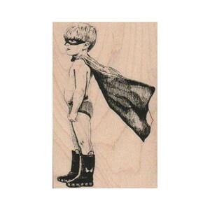 Sello de goma "Niño con capa", "Niño jugando", "Niño pequeño", "Superhéroe", "Capa", "Niño jugando", "Disfraz"