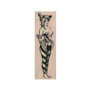 SELLO DE GOMA DE LA MUJER DEL CIRCOTO, Sello de carnaval, Sello de circo, Sello de parque de atracciones, Sello de circo ambulante, Sello de acróbata, Sello de espectáculo secundario, Trapecio