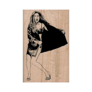 Sexy Lady Stempel, Stempel Blinken, Stempel Sexy Lady, Lady Stempel, Frau Stempel, Überrascht Frau, Regenmantel Stempel