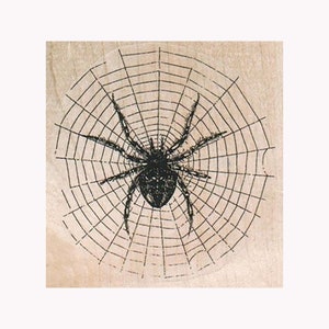 Spider On Web RUBBER STAMP, Halloween Stamp, Halloween Stamps, Spiderweb Stamp, Spider Stamp, Web Stamp, Halloween Fun, Arachnid Stamp, Bugs