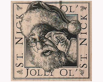 Jolly Ol' St. Nick RUBBER STAMP, Santa Claus Stamp, Santa Stamp, Christmas Stamp, X-Mas Stamps, St. Nick Stamp, Holiday Stamp, Holiday