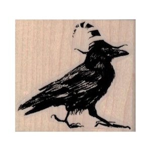 Tampon en caoutchouc Corbeau en chapeau de sorcière, Tampon d'Halloween, Tampon en caoutchouc corbeau, Tampon en caoutchouc corbeau, Tampon oiseau, Tampon chapeau de sorcière, Tampon oiseau, Halloween