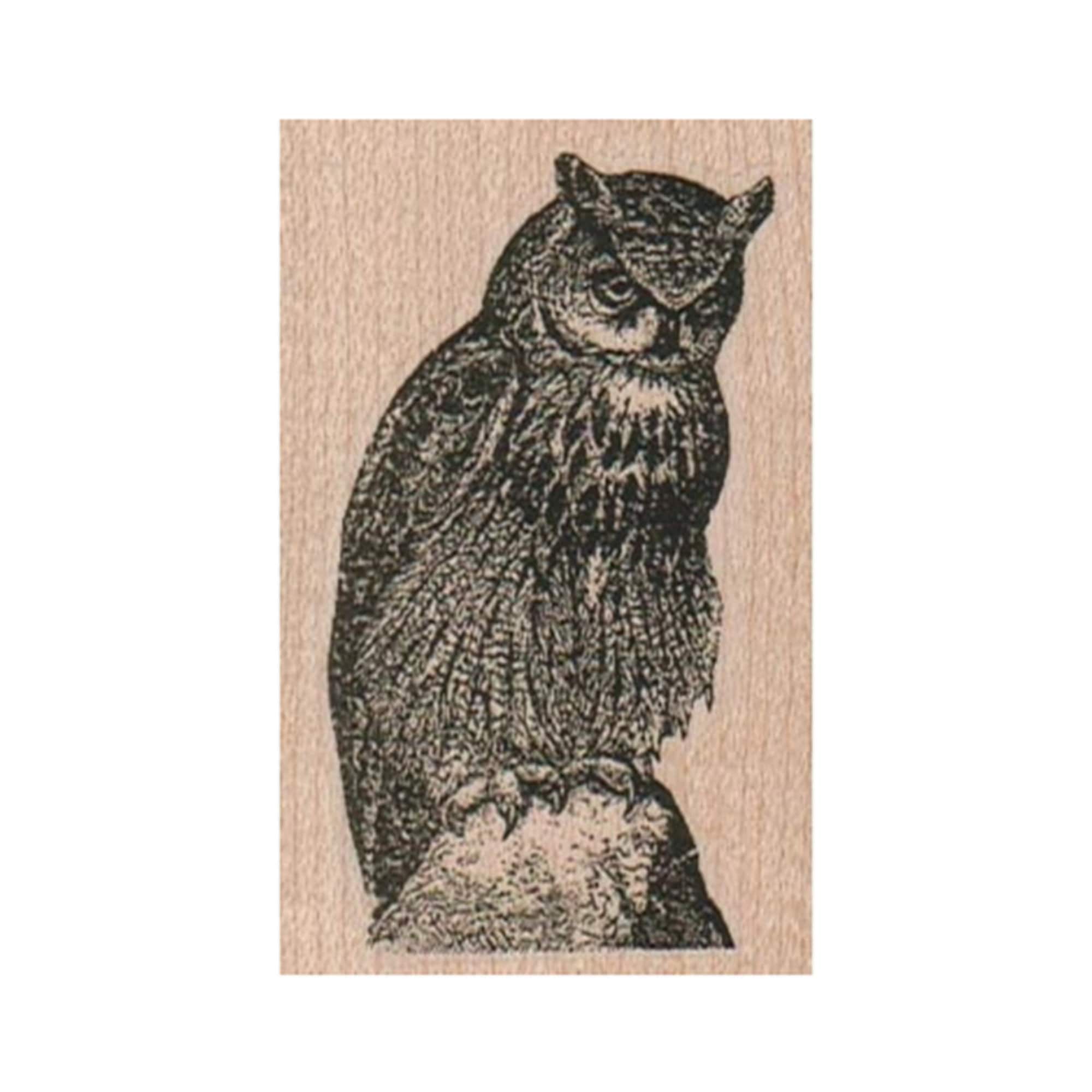 Horned Owl RUBBER STAMP, Nature Stamp, Bird Stamp, Outdoor Stamp, Aves Stamp, Owl Stamp, Owl Lover G