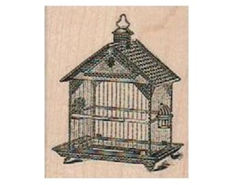 Sello de goma con jaula de pájaros victoriana, Sello de goma de jaula de pájaros, Sello victoriano, Sello de pájaro, Regalo para amantes de las aves, Sello de goma de pajarito, Plumas, Alas