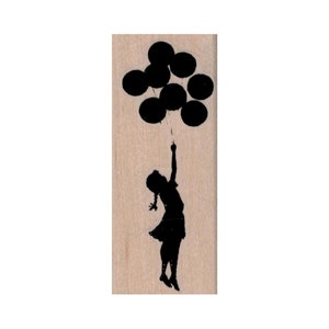 Banksy Mädchen schwebend mit Ballons STEMPEL, Stempel Ballon Mädchen, Kinderstempel, Mädchen Stempel, Banksy Stempel, Ballons Stempel, Party Stempel