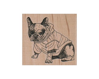 Bulldog in Hoodie RUBBER STAMP, Bulldog Stamp, Dog Stamp, Bull Dog Stamp, Bulldog in Hooded Jacket Stamp, Funny Dog Stamp, Grumpy Dog Stamp