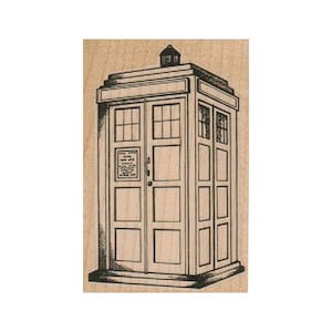 Blue Police Box by Susan M. Brown RUBBER STAMP, Police Box Stamp, London Stamp, Earl&#39;s Court Box Stamp, TARDIS Stamp, British Police Box
