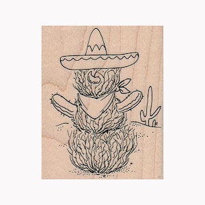 Desert Snowman RUBBER STAMP, Christmas Stamp, Desert Christmas Stamp, Snowman Stamp, Western Holiday Stamp, Desert Stamp, Snowman