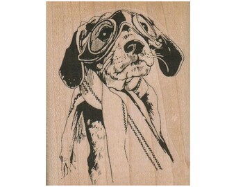 Aviator Beagle Dog RUBBER STAMP, Dog Stamp, Dog Lovers Stamp, Puppy Lover Stamp, Cute Dog Stamp, Beagle Stamp, Flying Dog Stamp, Puppy Stamp