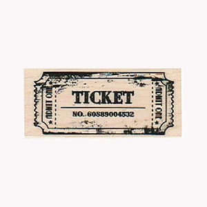 TIMBRO IN GOMMA per biglietto ammesso, Timbro per biglietto, Timbro per biglietto ammesso, Timbro per biglietto di giostra, Timbro per fiera, Timbro per concerto, Timbro per biglietto della lotteria, Biglietto strappato