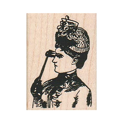 Lady With Opera Glasses RUBBER STAMP Victorian Lady Stamp Etsy