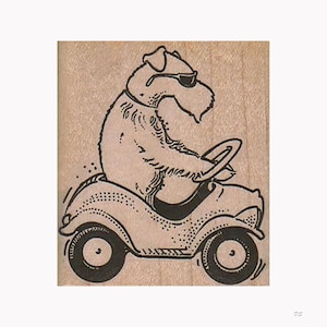 Driving Dog RUBBERSTEMPEL, Dog Stamp, Puppy Stamp, Attila Driving Stamp, Funny Dog Stamp, Dog in car Stamp, Man's Best Friend Stamp