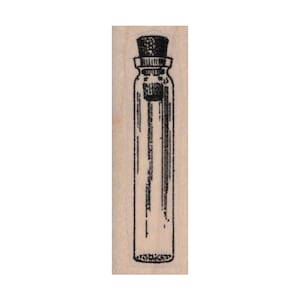 Sello de goma vintage con tapón de tubo de ensayo, sello de ciencia, sello de química, sello de laboratorio, sello de técnica mixta, sello médico, sello de tubo de ensayo