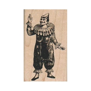 RUBBERSTEMPEL maan/sterrenclown, carnavalsstempel, circusstempel, clownstempel, pierrotstempel, mimestempel, narrenstempel, reizende circusstempel