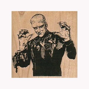 Monster With Hands Raised RUBBER STAMP, Monster Stamp, Scary Monster Stamp, Halloween Stamp, Halloween Cards, Nightmare Monster Stamp