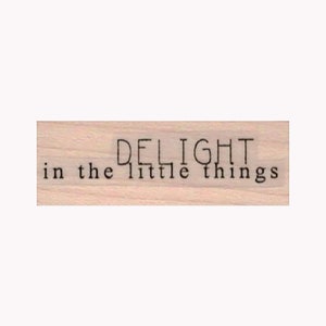 Delight In The Little Things RUBBERSTEMPEL, optimistische stempel, blije stempel, dankbare stempel, woordstempel, woordenstempel, genotsstempel, positief