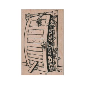 Skeletons In The Closet RUBBER STAMP, Halloween Stamp, Skeletons Stamp, Scary Halloween Stamp, Bones Stamp, Skull Stamp, Funny Skeletons