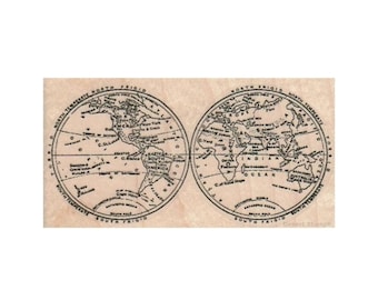 World Map Circles RUBBER STAMP, Map Stamp, Background Stamp, Mixed Media Stamp, Travel Stamp, World Stamp, Globe Stamp, Collage, ATC
