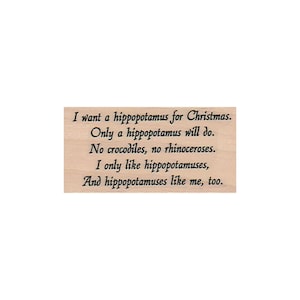 Chcę hipopotama na święta PIECZĄTKA GUMOWA, Pieczątka Wesołych Świąt, Pieczątka świąteczna, Pieczątka XMAS, Pieczątka świąteczna, Pieczątka świąteczna